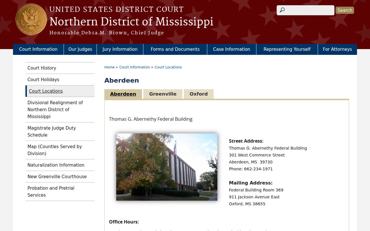 Itawamba County court docket federal court access in Aberdeen