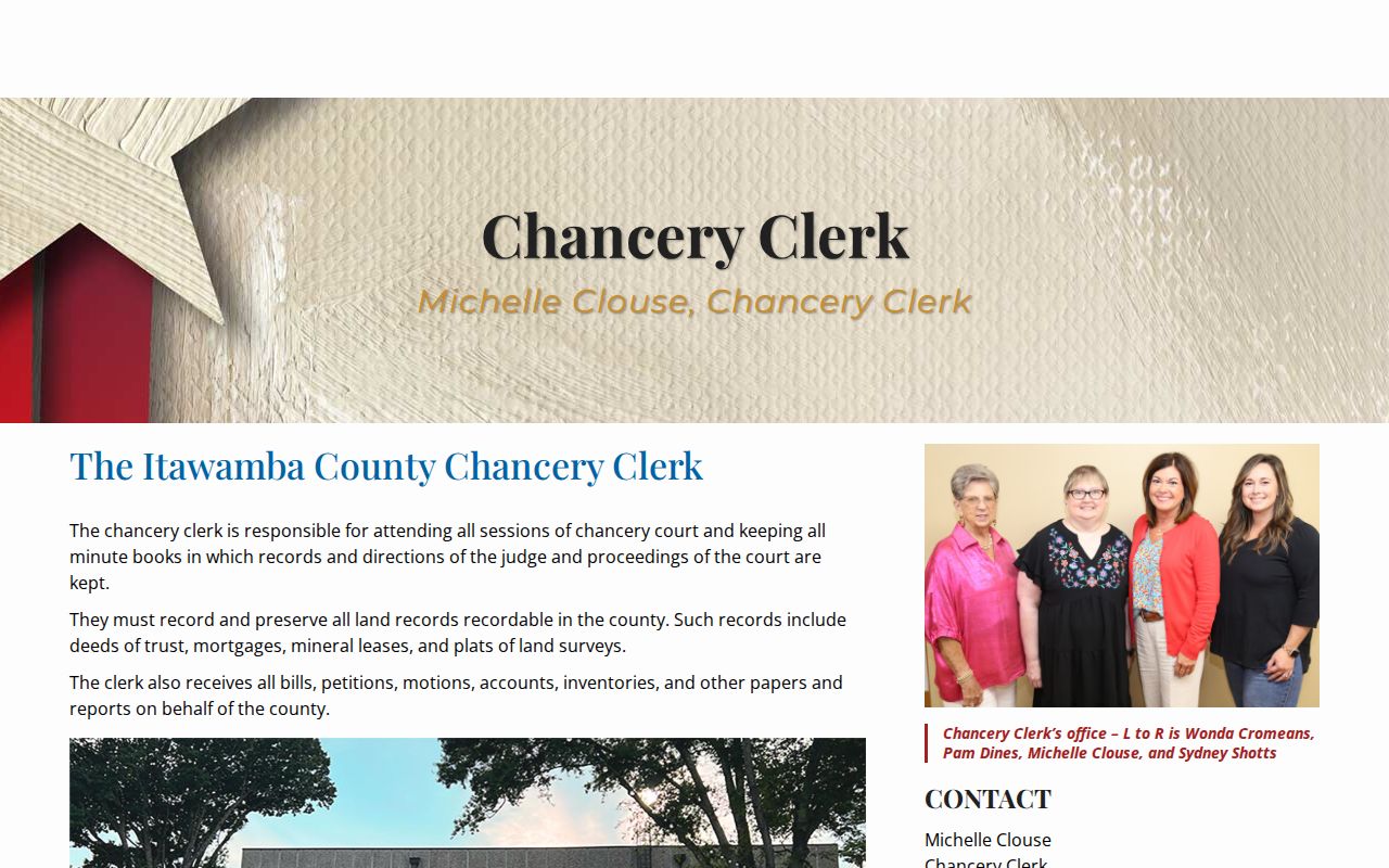 Itawamba County court docket Chancery Clerk office and records route