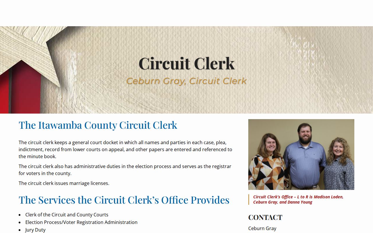 Itawamba County court docket Circuit Clerk office information