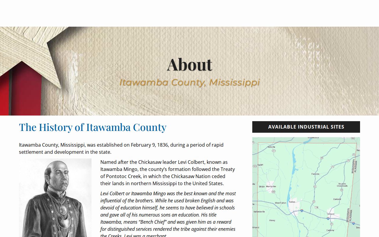 Itawamba County court docket county history and Fulton county seat source