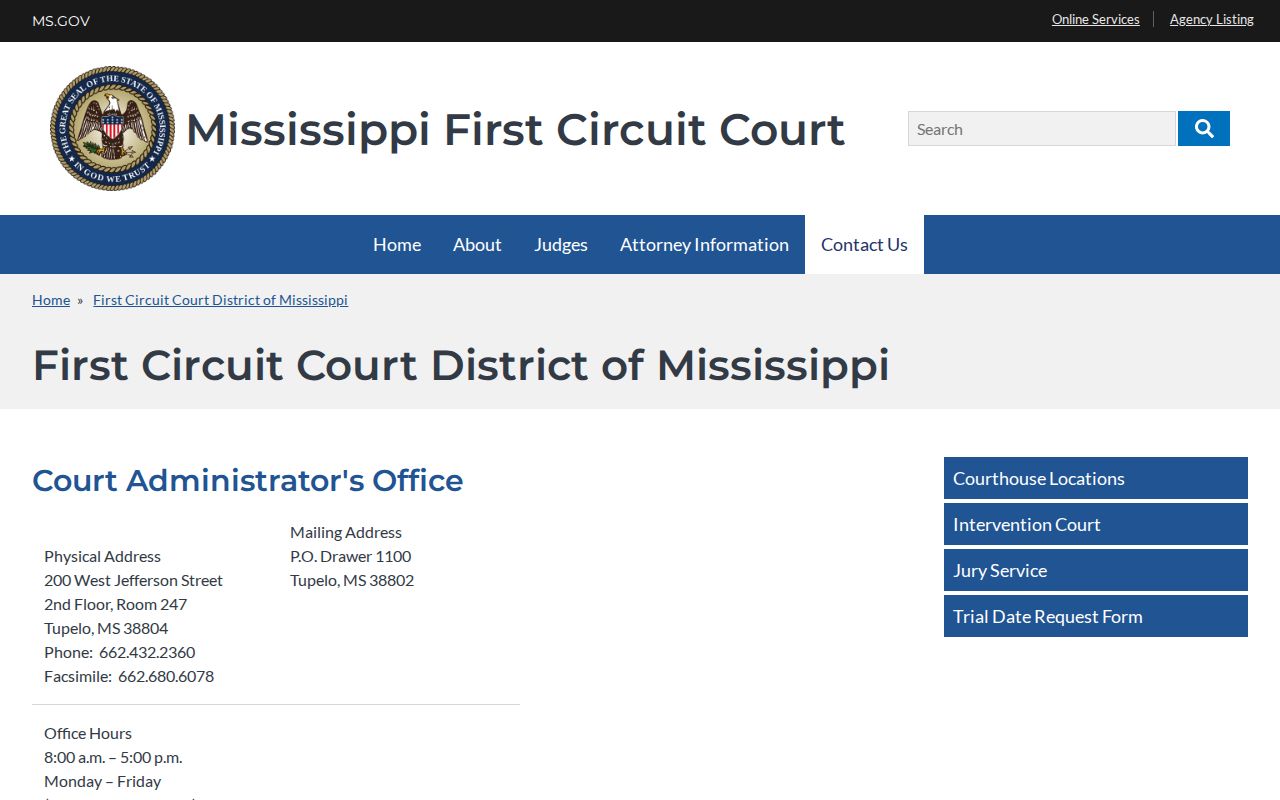 Itawamba County court docket calendar Court Administrator information