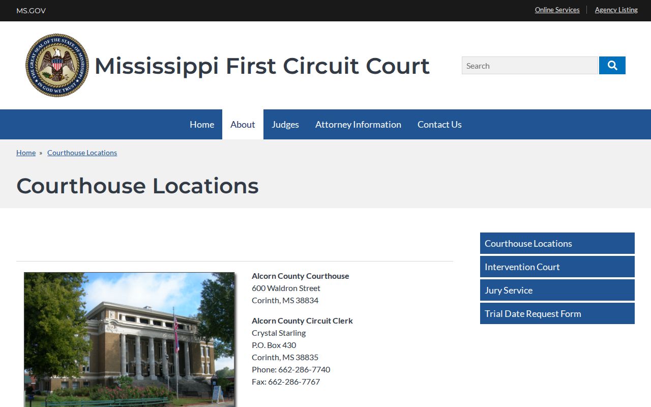 Itawamba County Mantachie court records Circuit courthouse location source