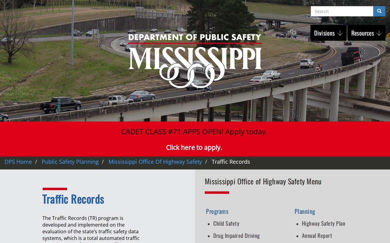Itawamba County traffic court records DPS traffic records program